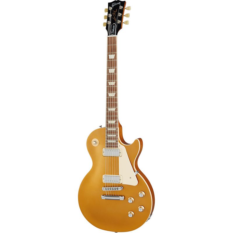 Foto van Gibson original collection les paul deluxe 70s goldtop elektrische gitaar met koffer