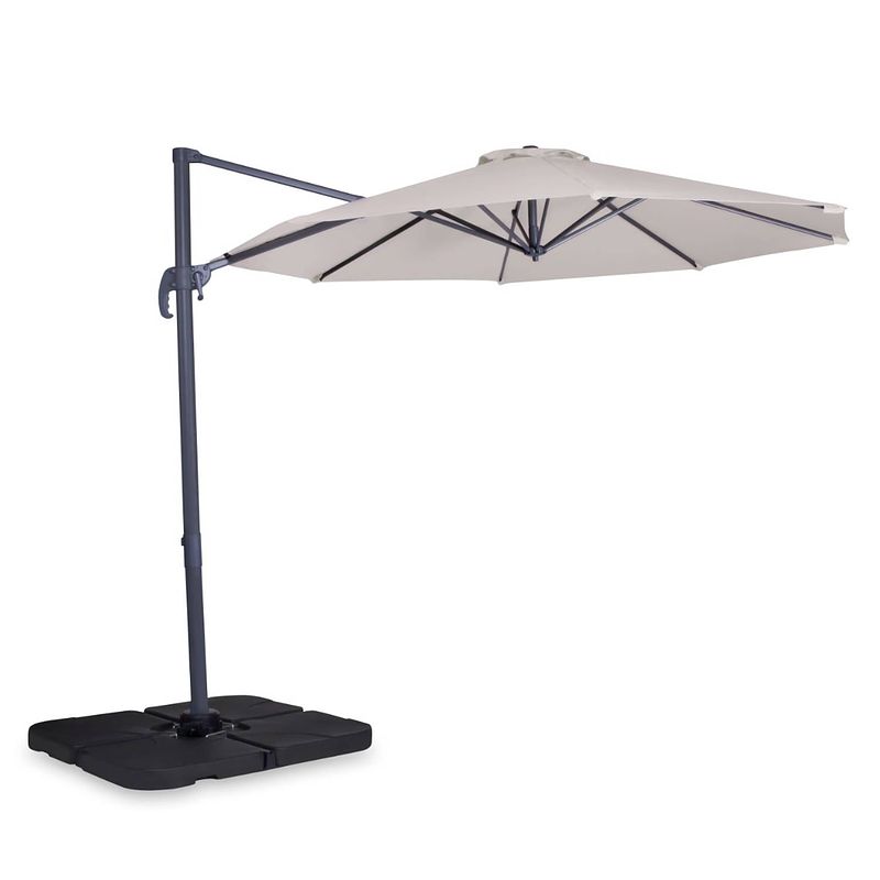 Foto van Vonroc premium zweefparasol bardolino ø300cm - beige - incl. duurzame vulbare parasoltegels