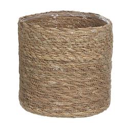 Foto van Naturel bruin rotan planten pot mand van gedraaid jute/riet h18 en d18 cm - plantenpotten