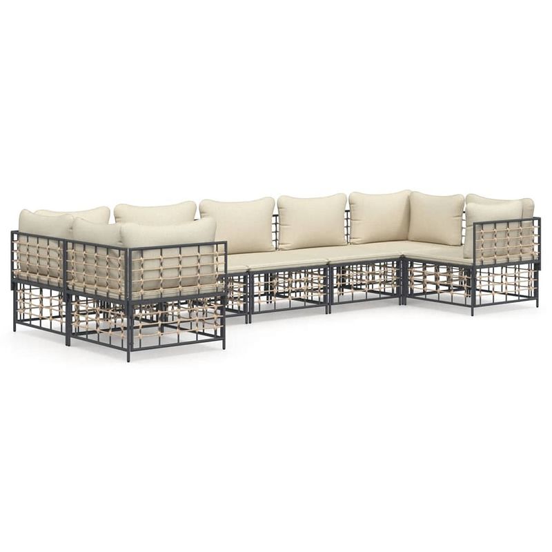 Foto van Vidaxl 7-delige loungeset met kussens poly rattan antracietkleurig