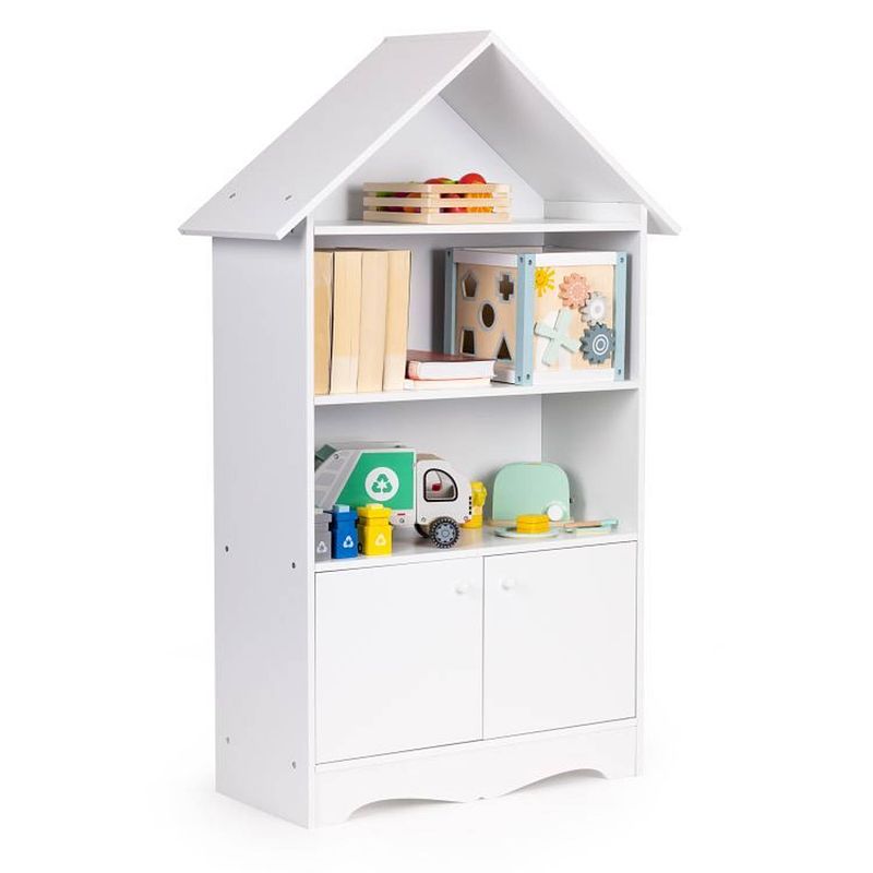 Foto van Ecotoys boekenkast - kinder boekenrek opbergkast 96x34x14cm - wit