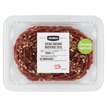 Foto van 2 voor € 4,50 | jumbo steak tartare oosterse stijl 135g aanbieding bij jumbo