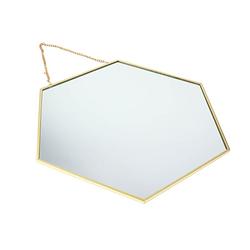Foto van Orange85 spiegel goud - met ophangketting - wandspiegel - goude spiegel - hexagon - honingraat