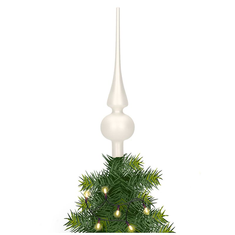 Foto van Glazen kerstboom piek/topper wit mat 26 cm - kerstboompieken