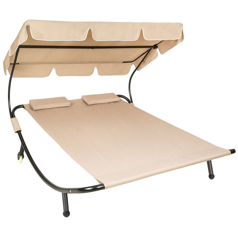 Foto van Tectake® - ligbed livorno voor 2 personen - zonnebed ligstoel - beige - 404865