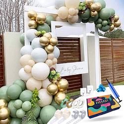 Foto van Fissaly® ballonnenboog groen, goud & wit - ballonboog feest decoratie versiering - verjaardag feestversiering