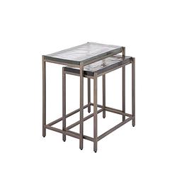 Foto van Ptmd lucinde brass iron sidetable smoky glass rect sv2