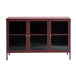 Foto van Bronco dressoir 3 glazen deuren rood.