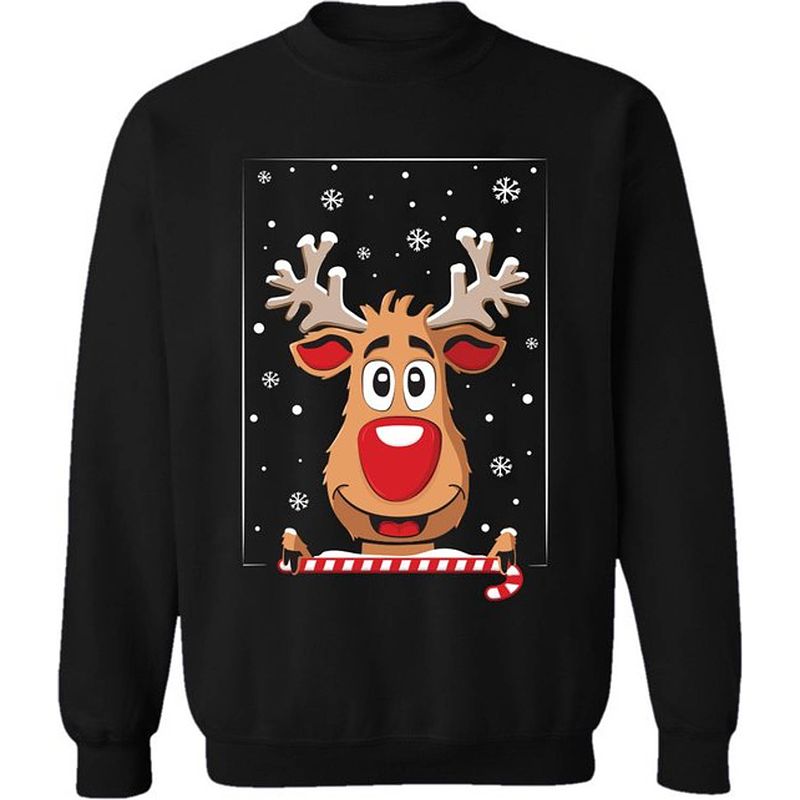 Foto van Jap foute kersttrui - rudolf het rendier sweater - kerstcadeau volwassenen - dames en heren - kerst - xl - zwart