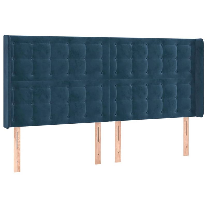 Foto van The living store hoofdbord - 203 x 16 x 118/128 cm - donkerblauw the living store