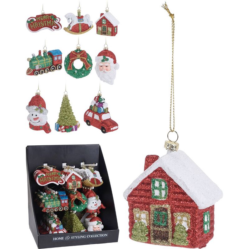 Foto van 3 stuks! hangdeco kerstfiguur 9 cm 9 assorti