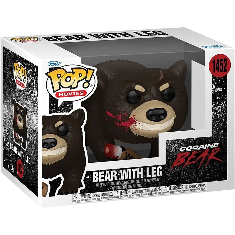 Foto van Pop movies: cocaine bear - bear with leg (bloody) - funko pop #1452