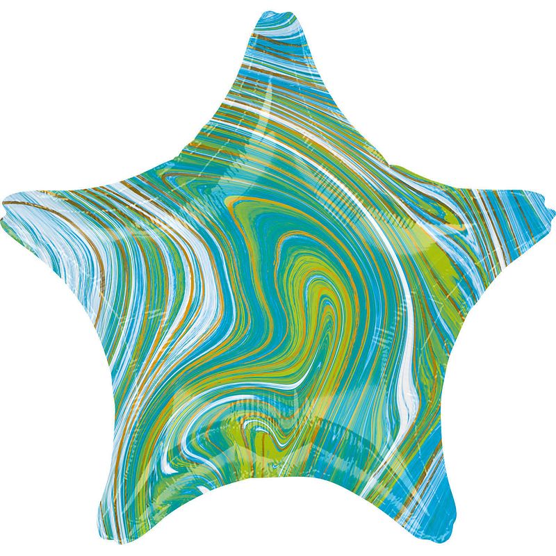 Foto van Amscan folieballon blue green star 45 cm metallic