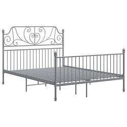 Foto van The living store metalen bedframe - grijs - 206 x 144 x 131 cm - gepoedercoat metaal