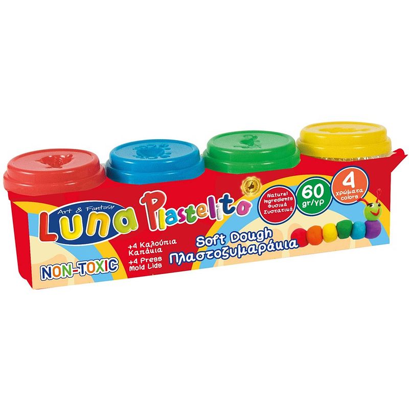 Foto van Luna klei play dough junior 60 gram 4 stuks