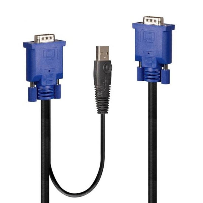 Foto van Lindy kvm adapter [1x vga - 1x vga, usb-a] 2.00 m zwart, blauw