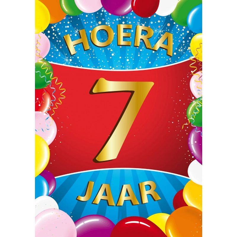 Foto van 7 jaar mega deurposter 59 x 84 cm leeftijd verjaardag feestartikelen - feestposters