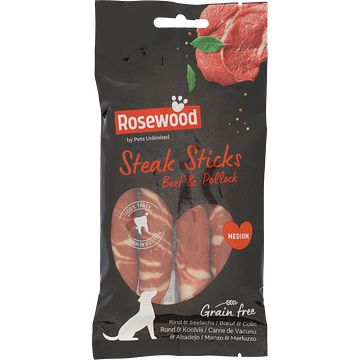 Foto van Pets unlimited steak sticks medium beef 90 gram bij jumbo