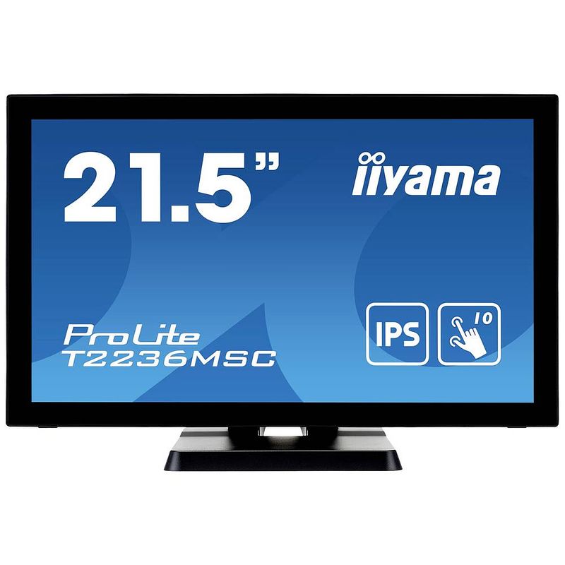 Foto van Iiyama prolite t2236msc-b3 led-monitor 54.6 cm (21.5 inch) energielabel e (a - g) 1920 x 1080 pixel full hd 5 ms vga, hdmi, displayport, usb ips led