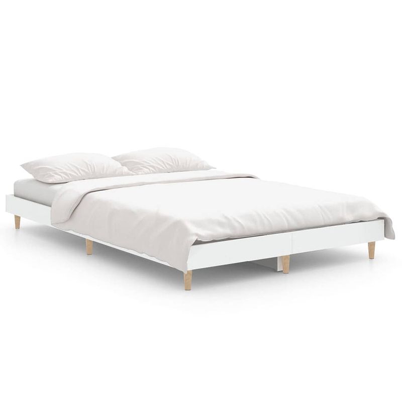 Foto van The living store bedframe - houten - wit - 193 x 123 x 20 cm - multiplex lattenbodem