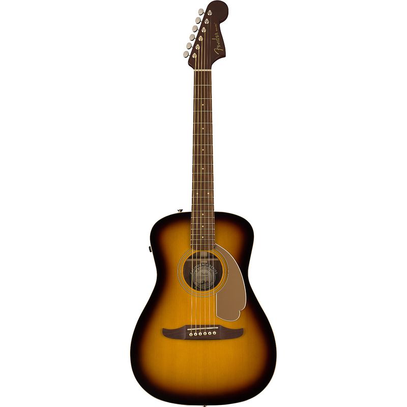 Foto van Fender malibu player sunburst wn gold pickguard elektrisch-akoestische westerngitaar