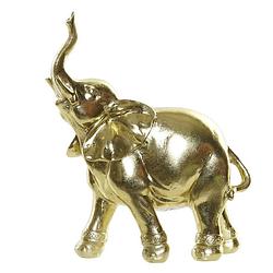 Foto van Woondecoratie gouden indische olifant 15 x 7 x 18 cm - keramieken olifanten beeldjes