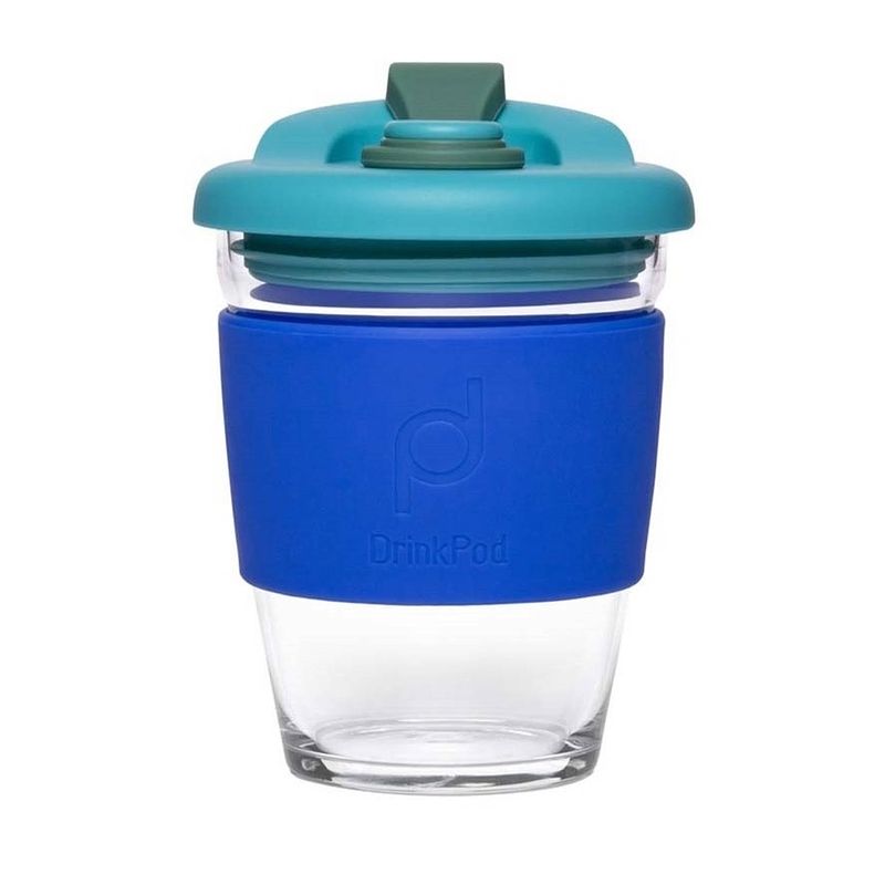 Foto van Herbruikbare koffiebeker - 340ml - oceaan blauw - glas - pioneer