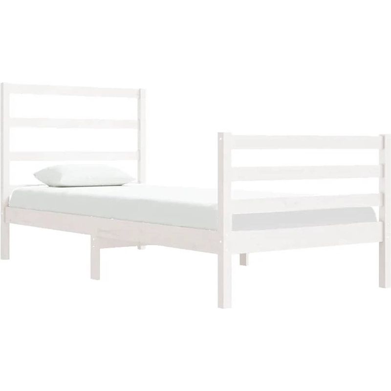 Foto van The living store bedframe grenenhout - 195.5 x 95.5 x 100 cm - wit