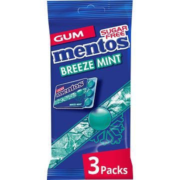 Foto van Mentos breeze mint kauwgom mint suikervrij 3 blisters 12 stuks bij jumbo