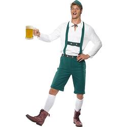 Foto van Oktoberfest groene oktoberfest lederhosen voor heren 48-50 (m) - carnavalskostuums