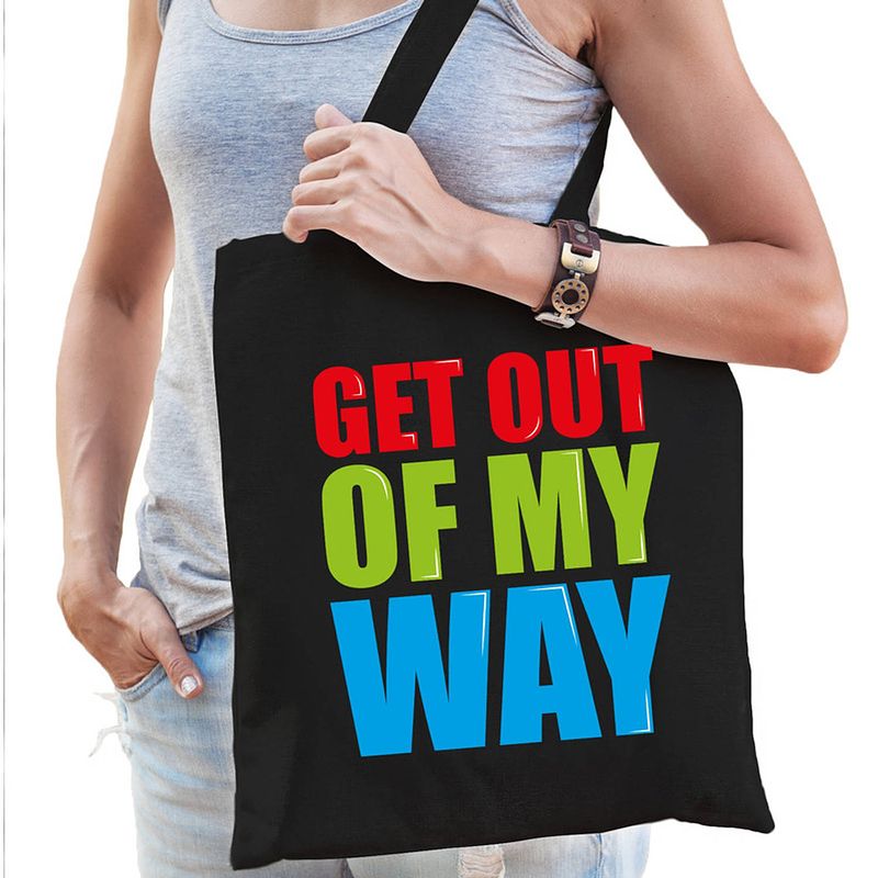 Foto van Get out of my way cadeau tas zwart voor dames - feest boodschappentassen