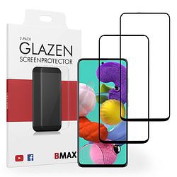 Foto van 2-pack bmax samsung galaxy a71 screenprotector - glass - full cover 2.5d - black