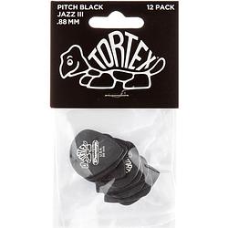 Foto van Dunlop tortex pitch black jazz iii 0.88mm 12-pack plectrumset zwart