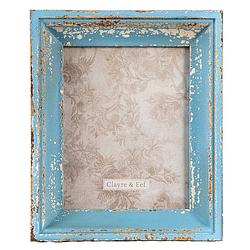 Foto van Clayre & eef fotolijst 18x24 cm blauw beige hout rechthoek fotokader wissellijst foto frame blauw fotokader wissellijst