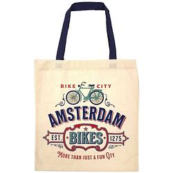 Foto van Matix tas amsterdam bike city 40 cm katoen beige/rood/blauw