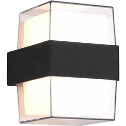 Foto van Led tuinverlichting - wandlamp buitenlamp - trion mollo up and down - 4w - warm wit 3000k - 1-lichts - rond - mat