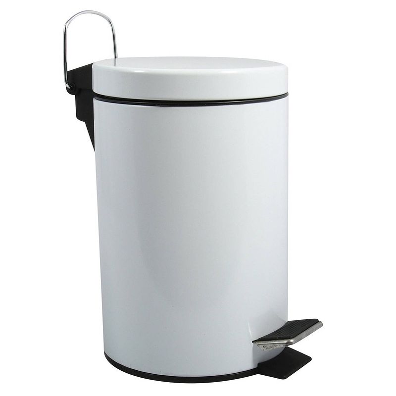 Foto van Msv prullenbak/pedaalemmer - metaal - wit - 3 liter - 17 x 25 cm - badkamer/toilet - pedaalemmers