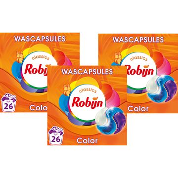 Foto van Diverse soorten | robijn classics 3 in 1 wascapsules color 549g 3 x 26 wasbeurten aanbieding bij jumbo