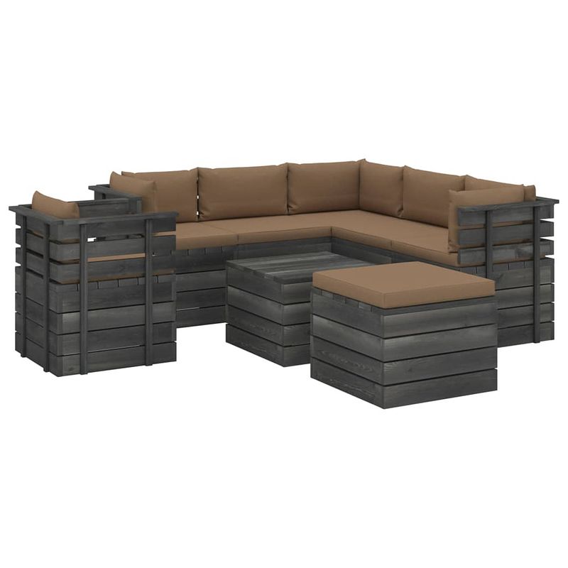 Foto van Vidaxl 8-delige loungeset met kussens pallet massief grenenhout