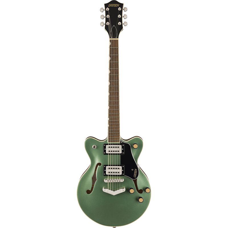 Foto van Gretsch g2655 streamliner center block jr. double-cut v-stoptail steel olive semi-akoestische gitaar