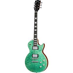 Foto van Gibson les paul modern figured seafoam green elektrische gitaar met hardshell case