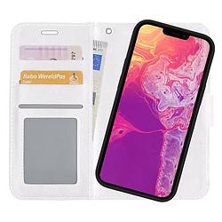 Foto van Basey iphone 13 pro max hoesje bookcase hoes 2-in-1 cover - iphone 13 pro max hoes 2-in-1 hoesje case - wit