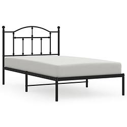 Foto van Vidaxl bedframe met hoofdbord metaal zwart 100x190 cm