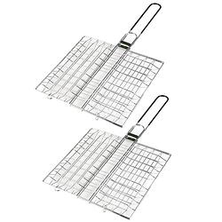 Foto van 2x stuks bbq/barbecue hamburger grill klem 49 cm - barbecuepannen