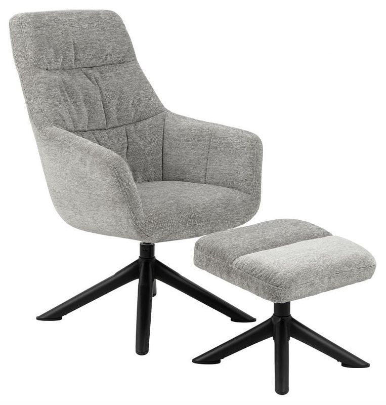 Foto van Fauteuil hartford incl hocker lichtgrijs