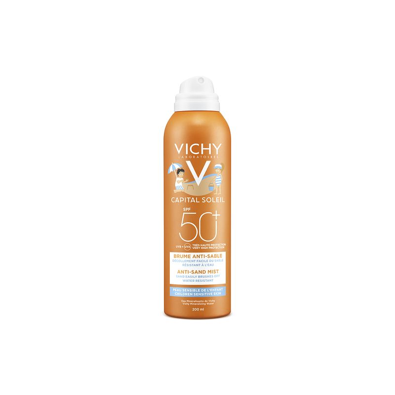 Foto van Vichy capital soleil anti-zand spray kind spf50+ voor gezicht en lichaam