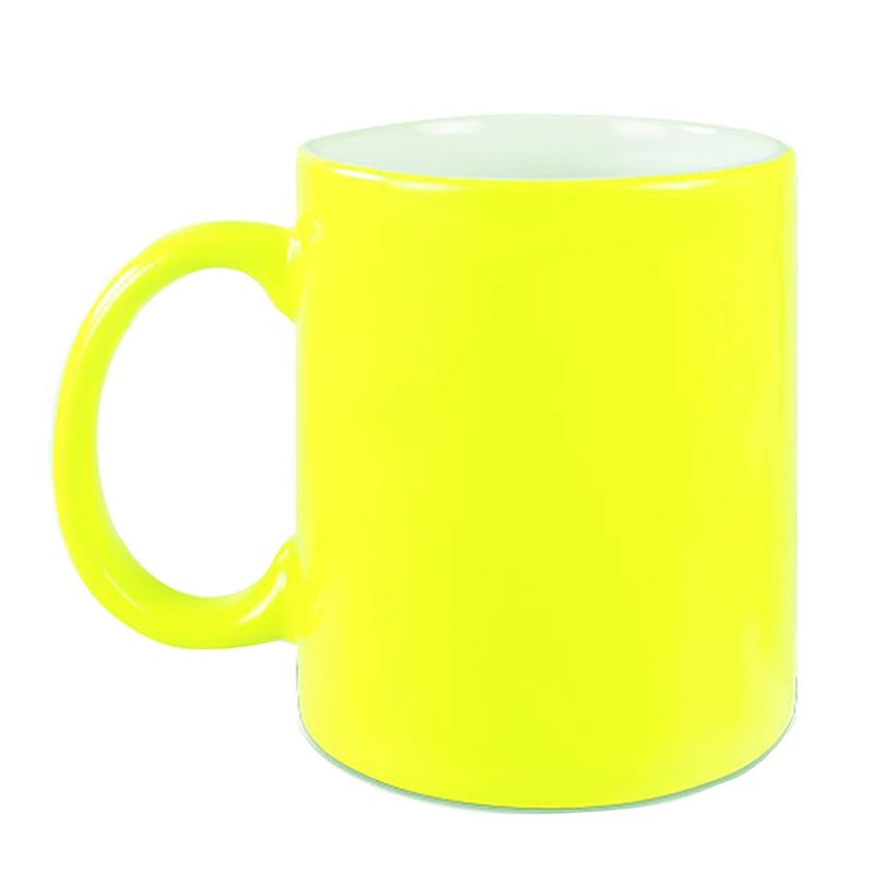 Foto van 1x fluor neon gele mokken onbedrukt 330 ml - bekers