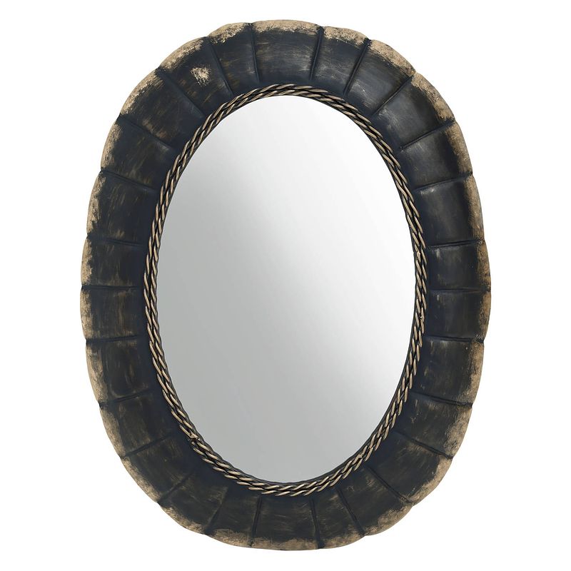 Foto van Ptmd seldor grey iron wall mirror wavy shaped oval