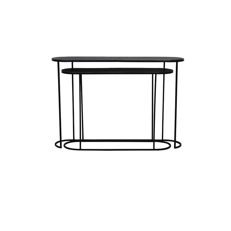 Foto van Light&living side table s/2 max 118x28x81 cm bocov antiek lood-zwart