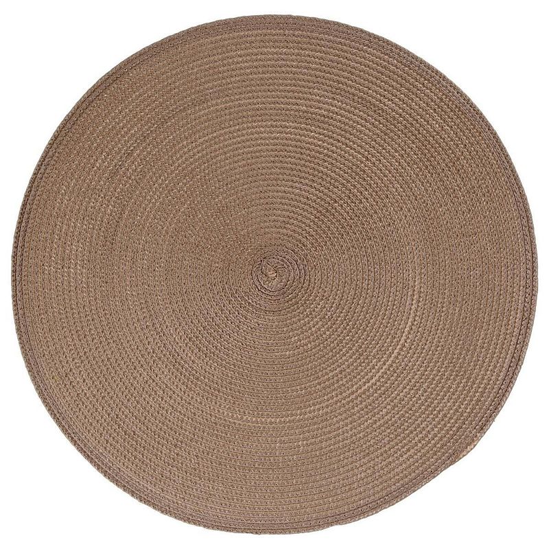 Foto van Ronde placemat gevlochten kunststof taupe 38 cm - placemats